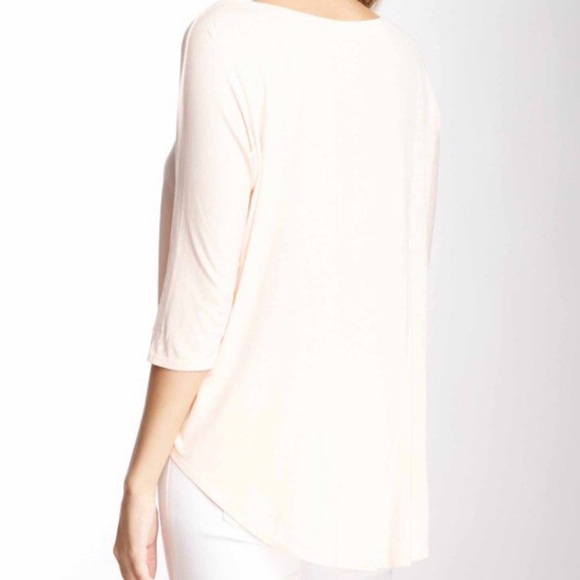 Michael Stars High Low Blouse Pink Peach One Size - Picture 13 of 13